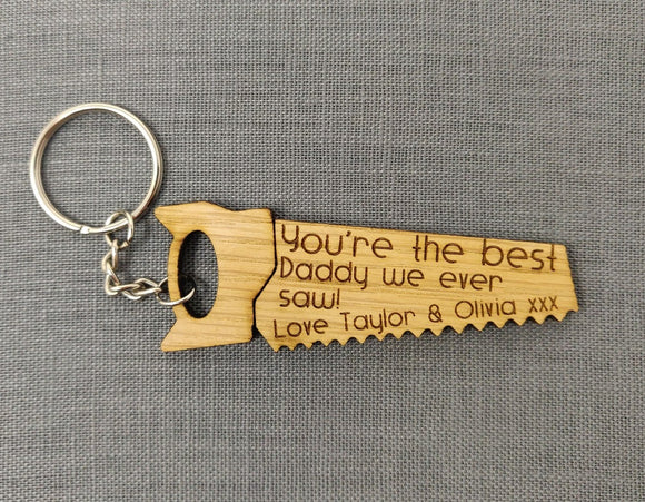 Personalised Fathers Day Keyring - You're the Best Daddy We Ever Saw